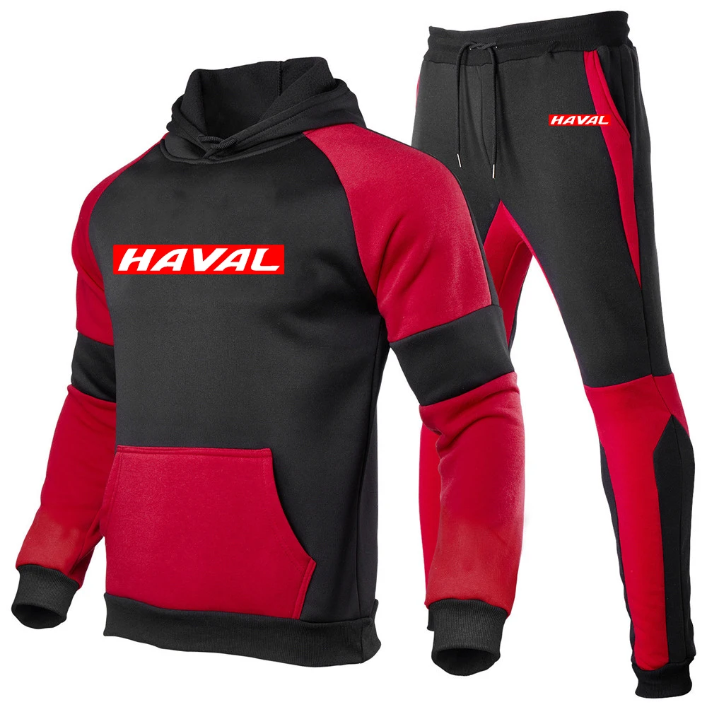 Haval-Sudadera con capucha y cremallera para hombre, pantalones de chándal Harajuku deportivos de Color degradado, traje versátil y cómodo, primavera y otoño, novedad de 2024