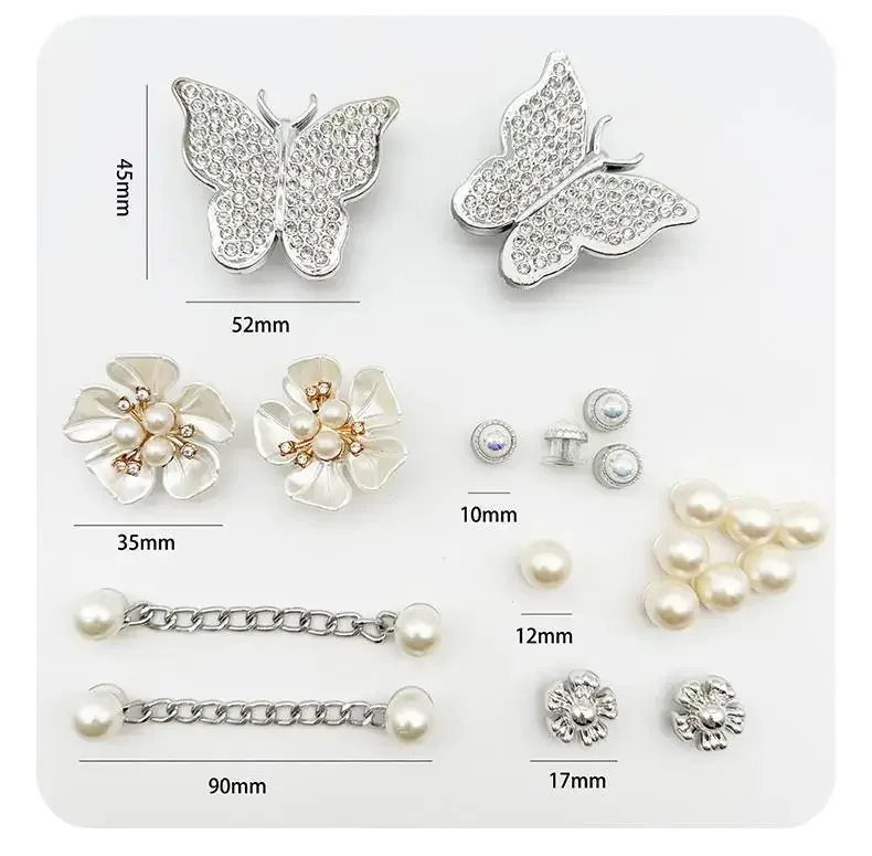 Modisches DIY Schuhblumen-Set Schuhschmuck Schmetterling Perlenblume Abnehmbare Kettenschnalle Kreative Schuhdekoration – Detail 3