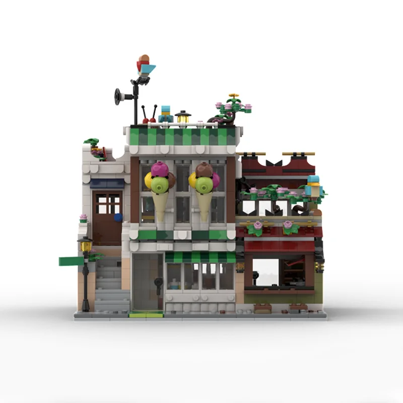 1582 pièces Moc nouilles rue bricolage magasin de nourriture de rue Architecture éducation modèle blocs de construction jouets d'anniversaire cadeau pour les Fans