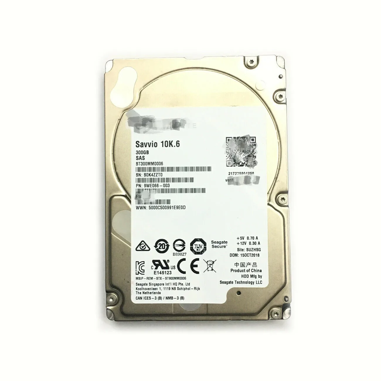PARA 300GB Savvio 10K.6 ST300MM0006 2,5" 6Gbps SAS 9WE066 Disco Rígido