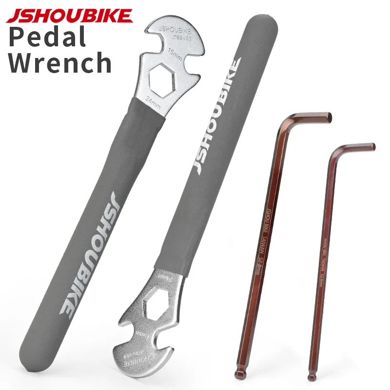 JSHOUBIKE 6/8/15mm bicycle pedal wrench Allen wrench sturdy durable pedal disassembly tool bicycle repair tool for MTB road bike