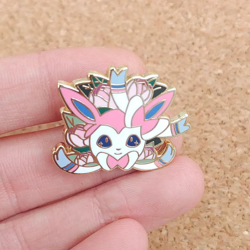 Pokemon Sylveon Hard Enamel Pins Eeveelution Brooches for Women Cartoon Badge on Backpack Hat Decoration Accessories