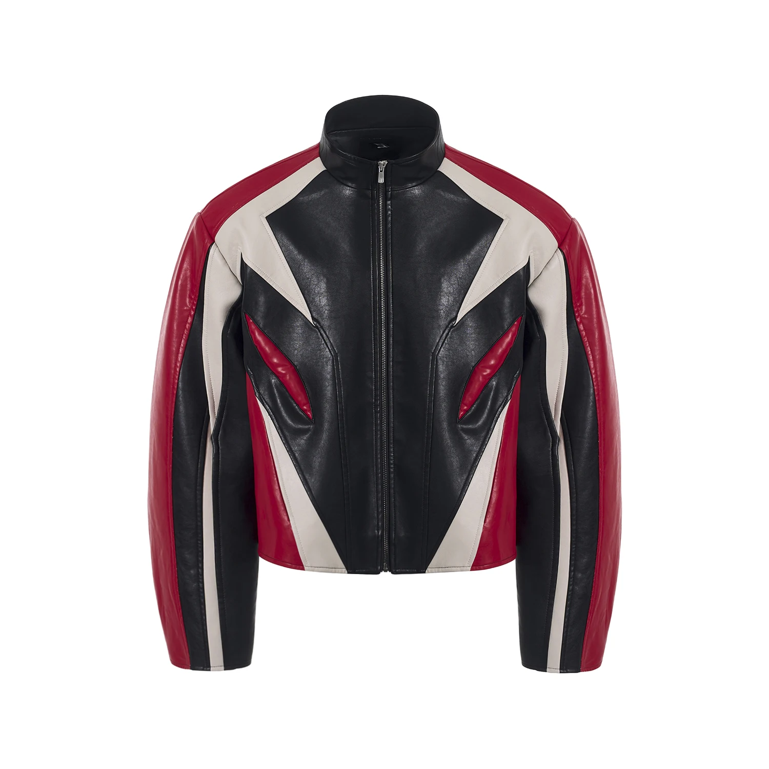 High Street korte staande kraag kunstleer jas heren lente contrasterende kleur splitsen motorfiets mode jas