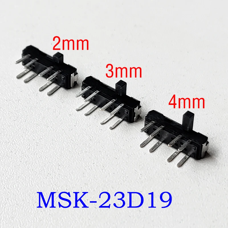 20PCS 8Pin SMT Mini Slide Switch 3Position Micro Toggle Switch 2P3T 13x3.5mm H=2/3/4mm Horizontal Slide Switch MSK-23D19