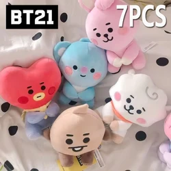 Mini llavero Kawaii de peluche BT21 para niños, 1 Juego, 12cm, adorno colgante de bolsa, dibujos animados de Anime, animales de peluche suaves, juguetes para niños, regalo