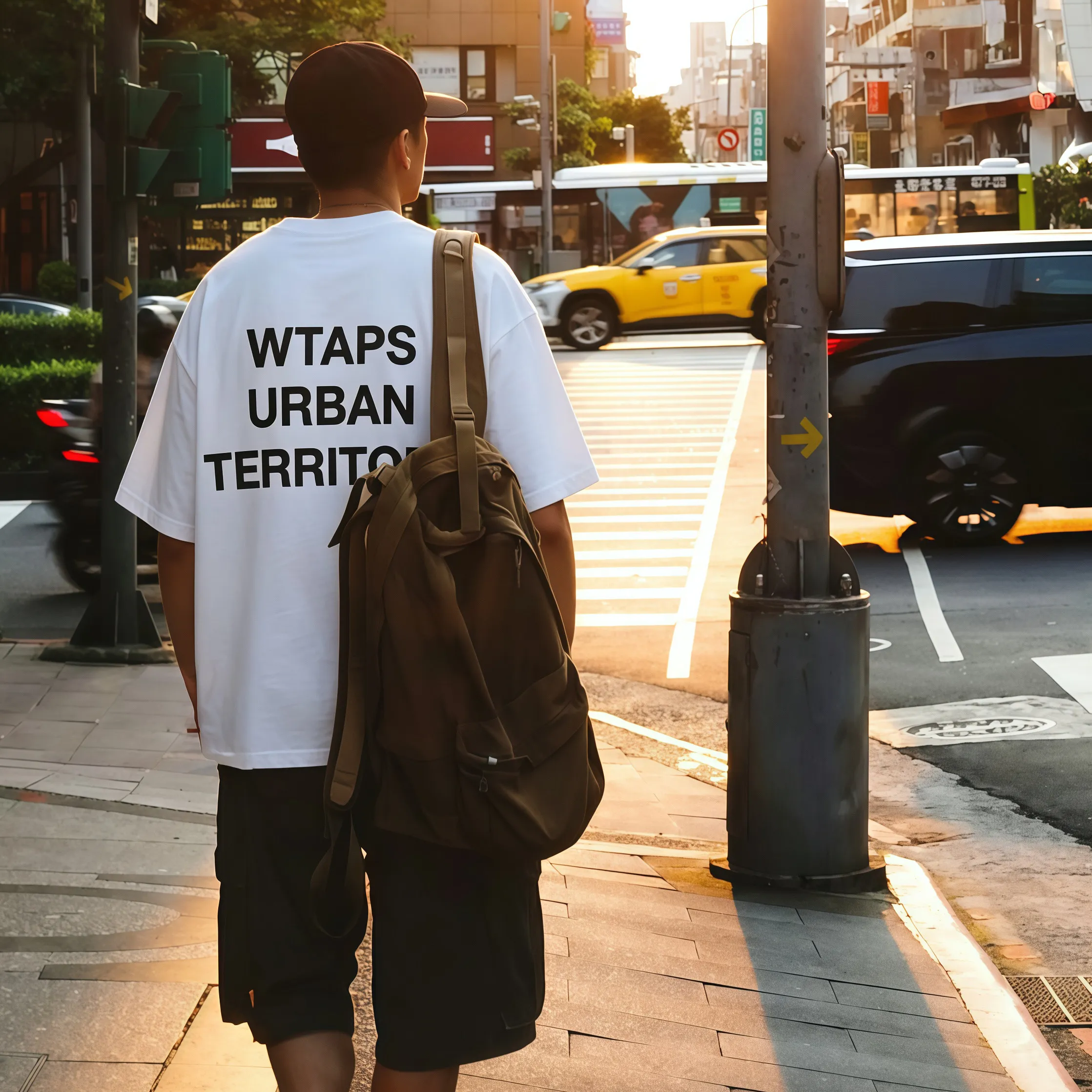 WTAPS Urban Territory Slogan Cotton T-Shirt Back Large Print White Unisex Crew Neck Short Sleeve Men's T-shirts Breathable