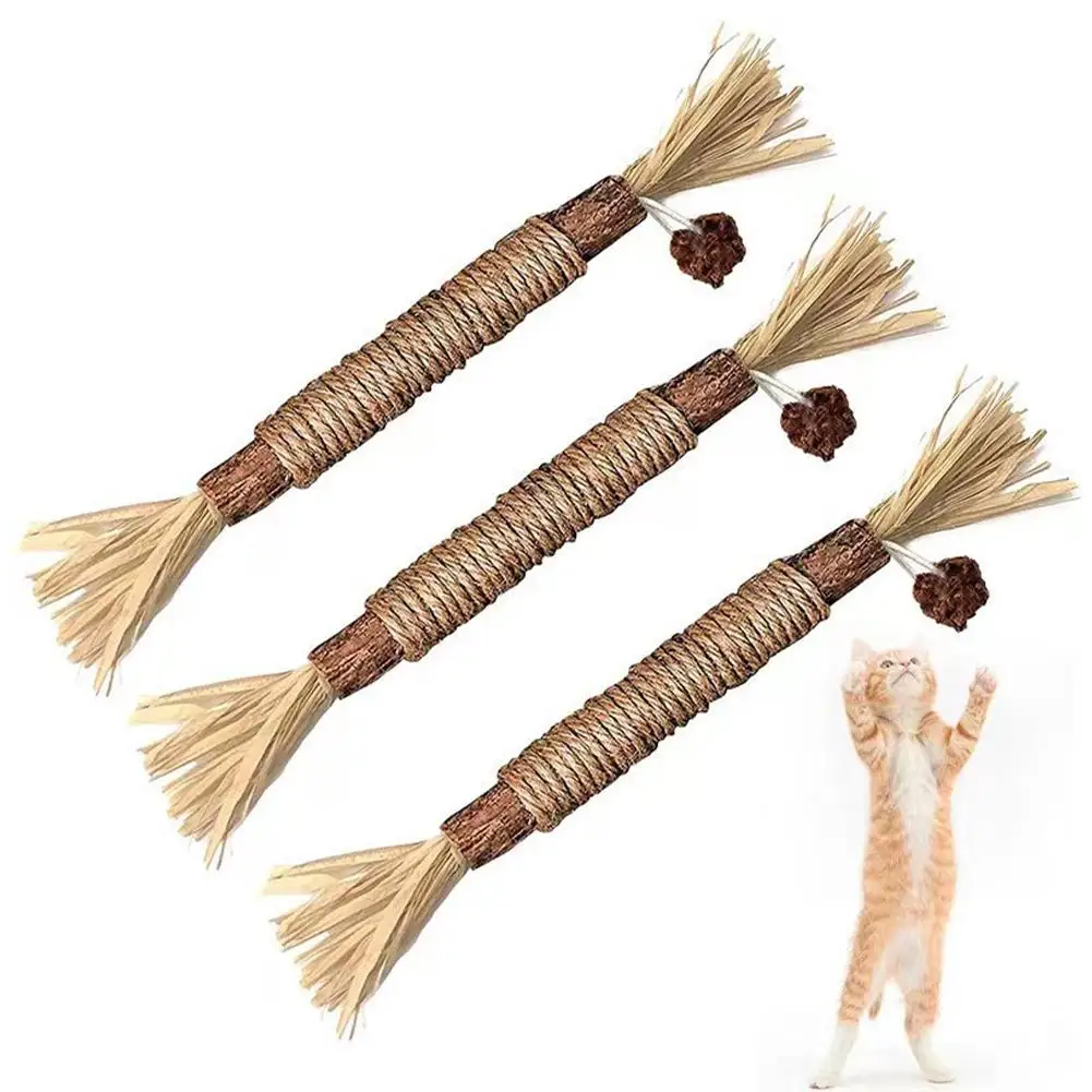

1/2/3Pcs Chew Sticks For Cats Catnip Toys Wooden Cleaning Silvervine Chew Stick Natural Kittens Chew Training Toy 23CM Cats Toy
