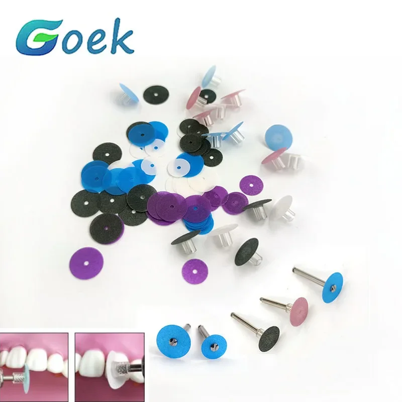 42/101pcs Dental Stem Polishing Disc Autoclavable 4 Colors Single/Double Sided Sand 9.5/12.5mm Exclusive Mandrels Dentistry Tool