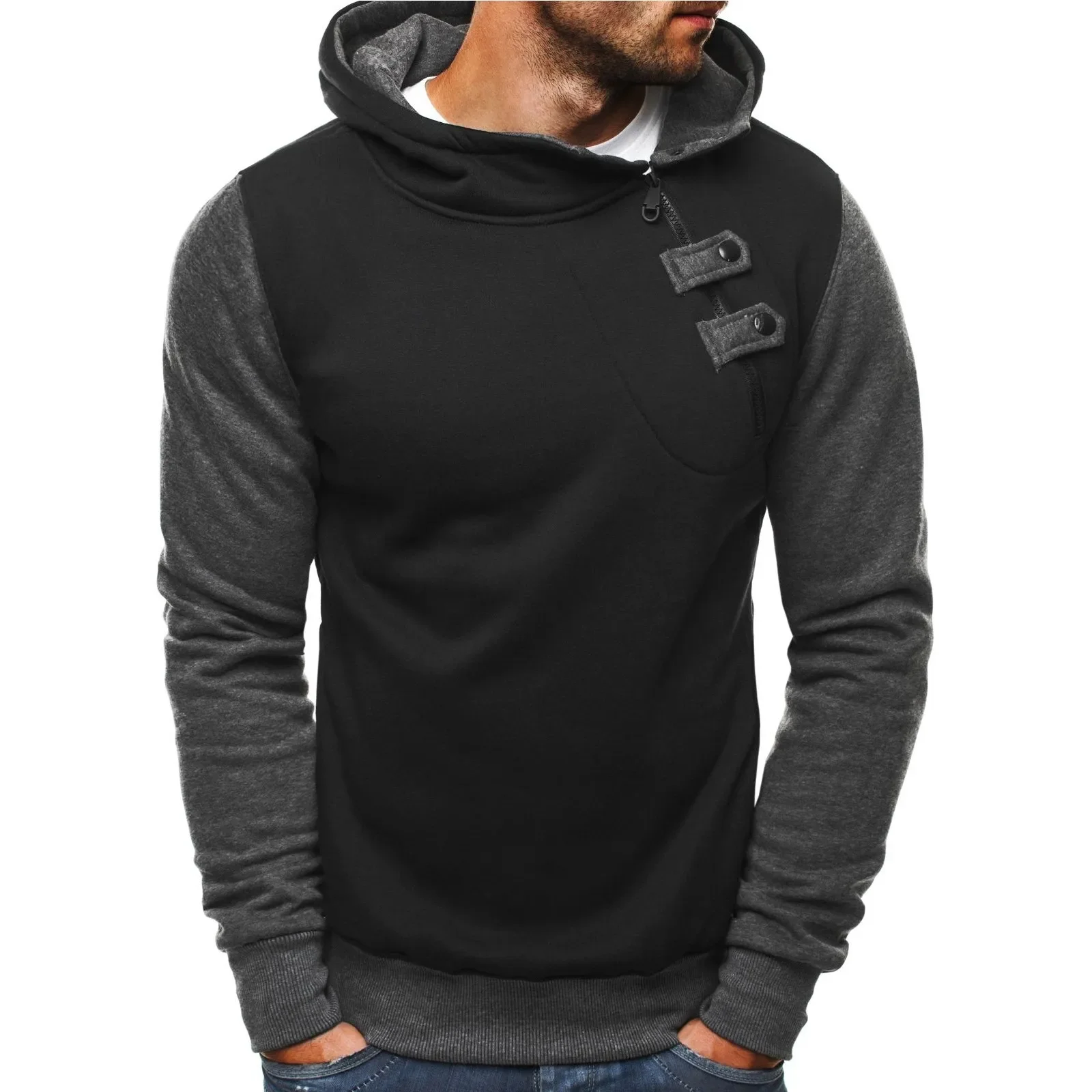 Spring And Fall Men\'s Fashion Sweatshirt Long Sleeve Hoodie Hooded Jacket