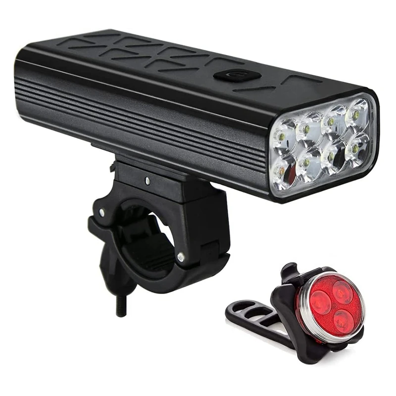 Bike Lights For Night Riding, 2760 Lumens USB Rechargeable 8 LED Bicycle Light, 5 Modes Bike Headlight Lasting 42 Hours