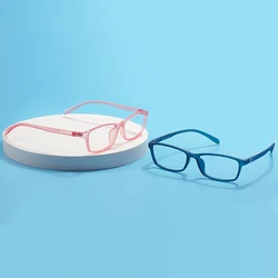 Colorful TR90 Men Women Transparent Blue Rectangular Flexibility Plastic Spectacle Full Rim Glasses Frame For Prescription Lens