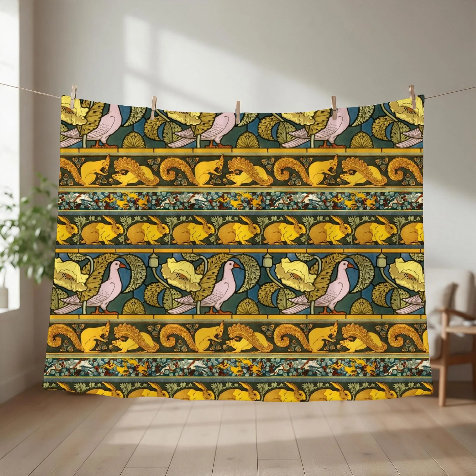 Golden Animal Stripes Pattern by Maurice Pillard Verneuil Throw Blanket couch cozy soft plush fuzzy picnic outdoor blanket
