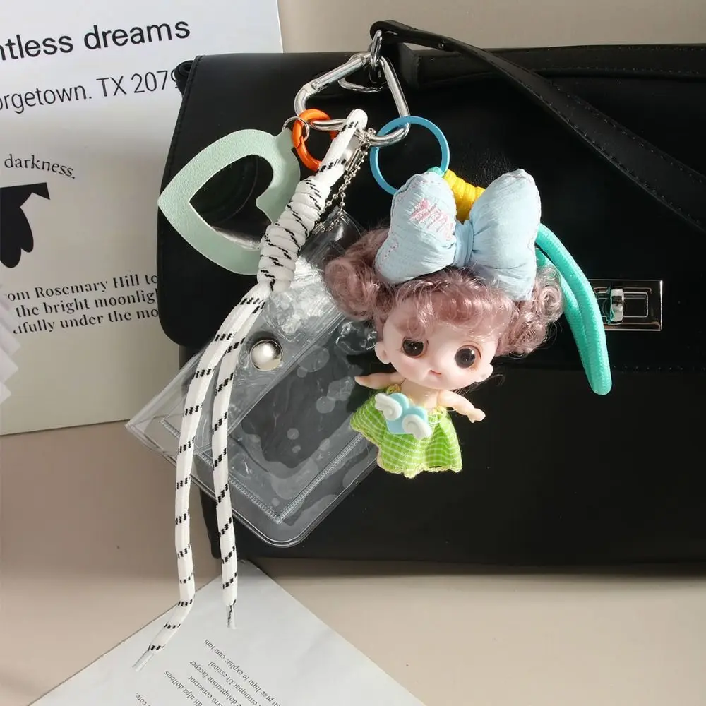 Portable Cartoon Doll Bag Pendant Plastic with Mini Mirror Coin Purse Colorful Bag Charm