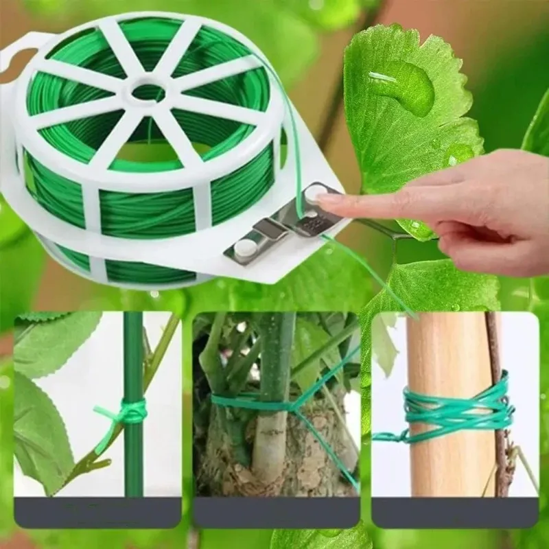 1/2/3pcs Garden Plant Twist Ties Reusable Flower Plant Climbing Cane Supports Strap Selfcutting Iron Wires Fixed Cable Tie Tools