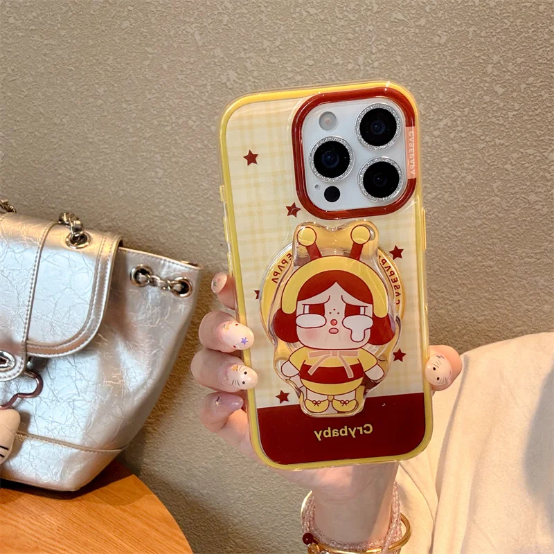 

Funny Cute Cartoon Crying Girl Magnetic Phone Case For iPhone 17 16 Pro 15 14 Pro Max Cover with Stand Cases For Magsafe