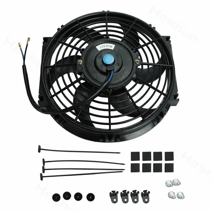 10 Inch 12V 80W Universal Slim Reversible Electric Radiator Cooling AUTO FAN Push With mounting kit Type