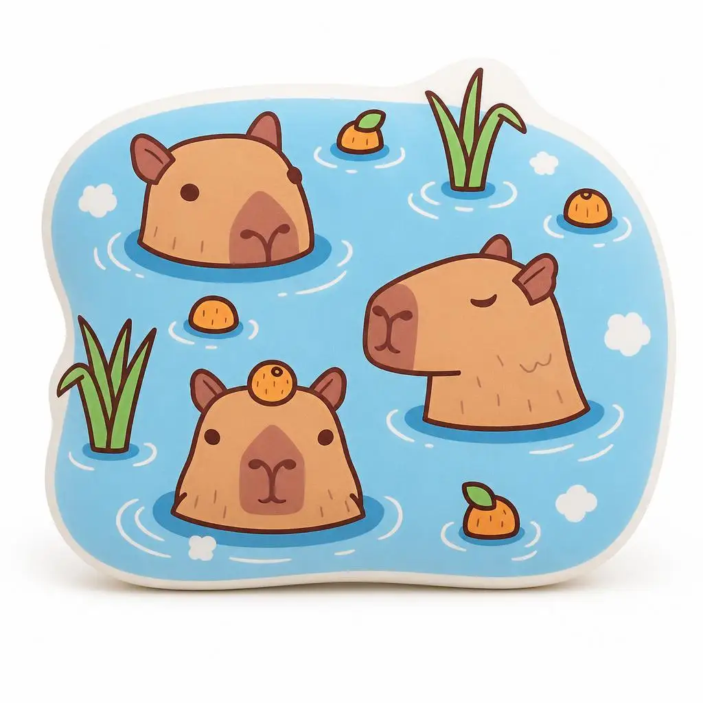 Capybaras Chilling in Hot Spring Plush Pillow Cushion Irregular Stuffed Throw Pillow Home Decor Gift Sofa Bed Couch