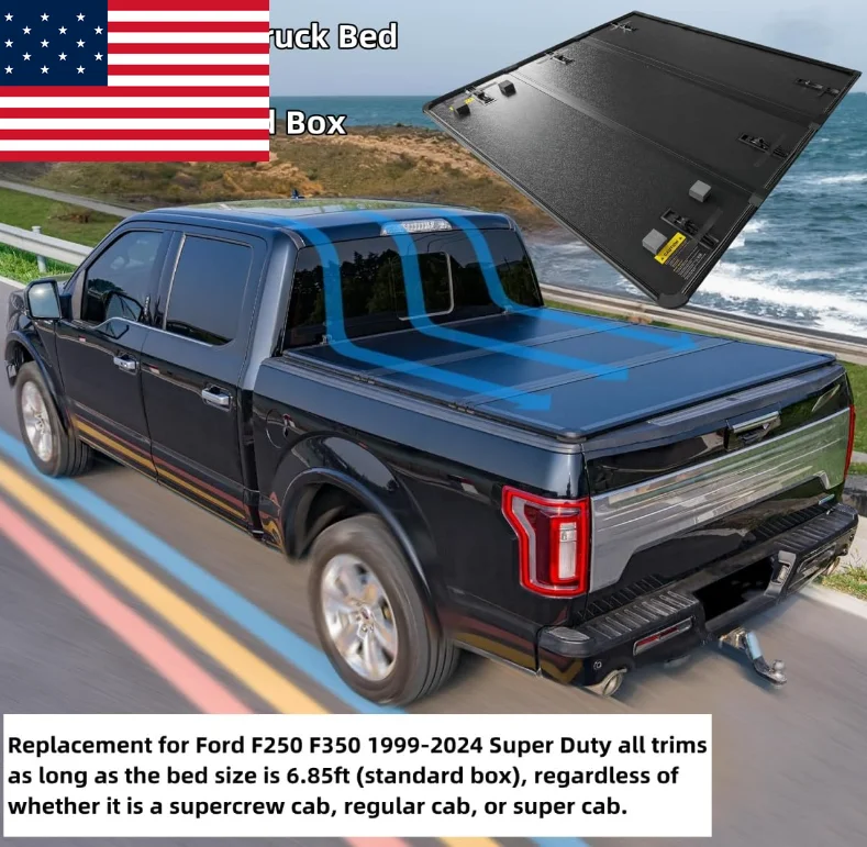 AP03 6.8 FT Hard Tri-Fold Tonneau Cover Truck Bed for Ford F250 F350 Super Duty 1999-2024