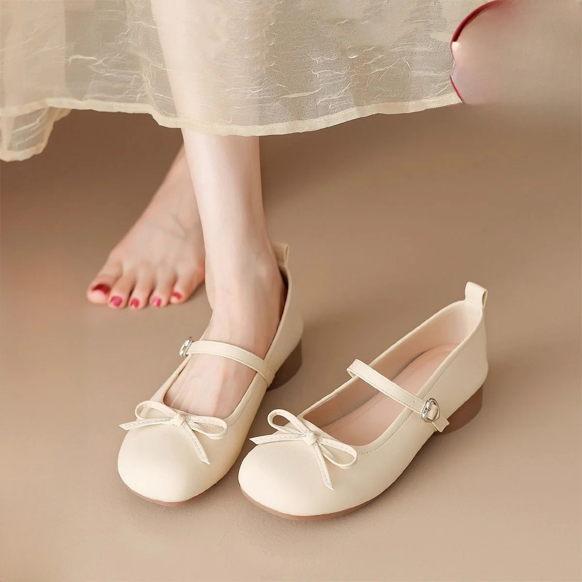 

Soft Leather Mary Jane oes Women's round Toe Slip-On Faionable Princ Sle Casual Wear Comfortable Soft Sole oes