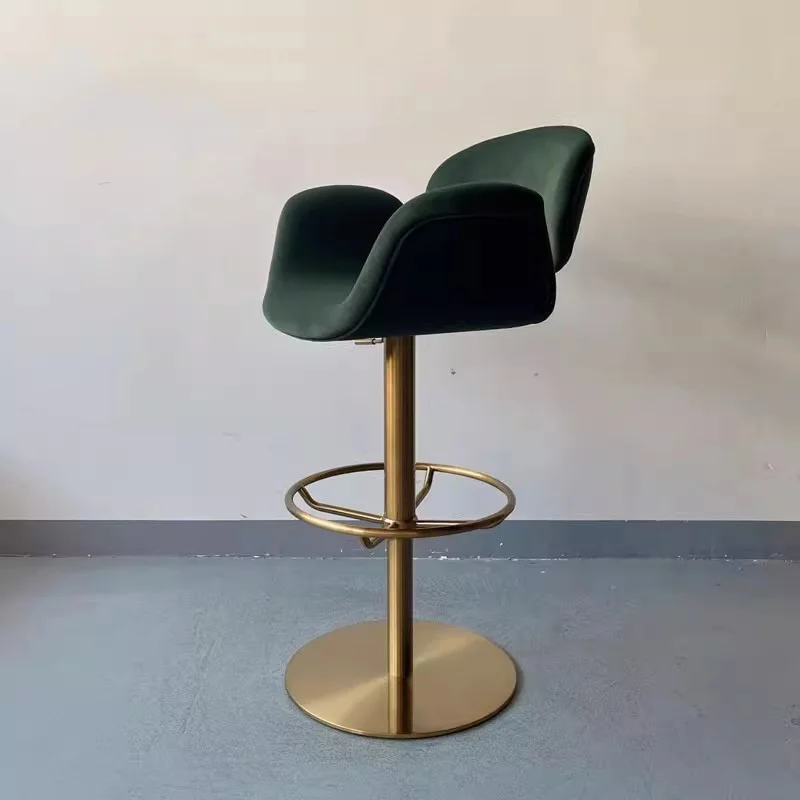 

Metal Barber Bar Stools Luxury Swivel Living Room High Bar Chairs Comfortable With Back Relaxing Bancos De Bar Salon Furniture