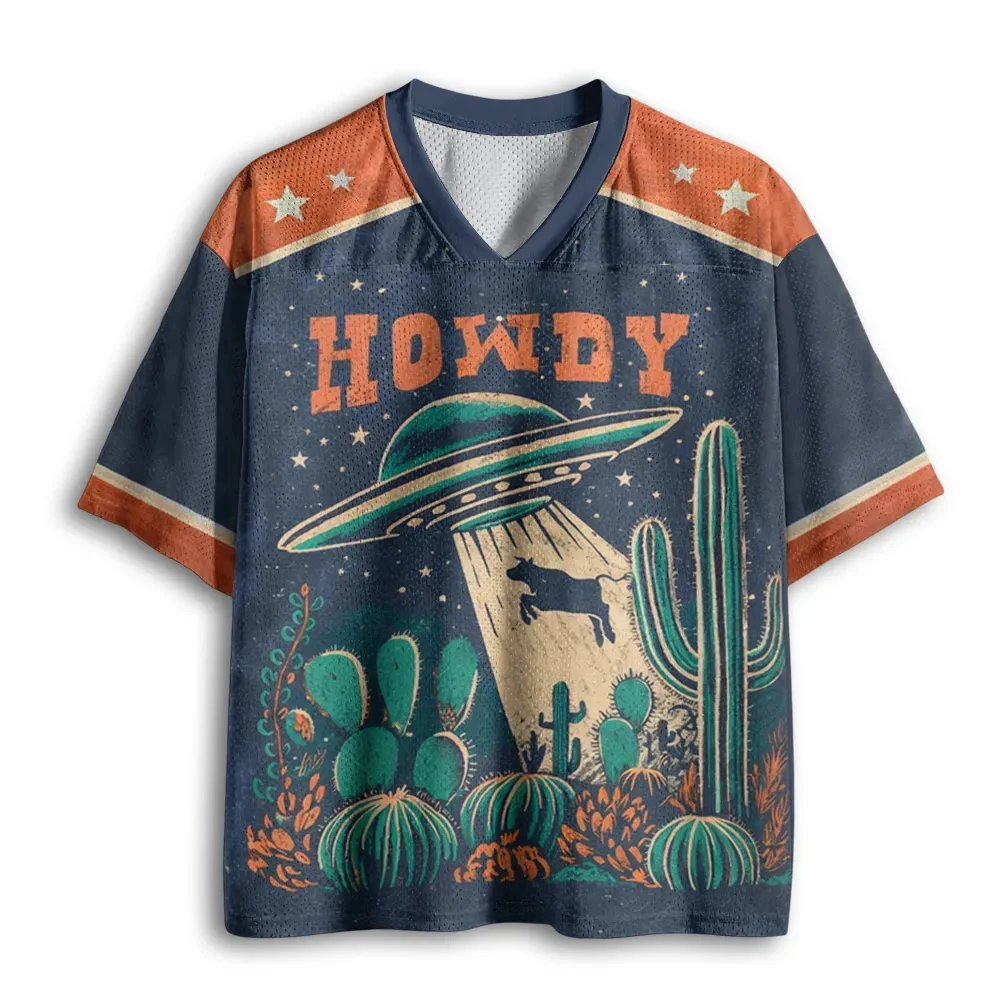2026 Sommer Mode Neu Retro Gothic UFO Western Buffalo 3D-Druck Schnelltrocknendes T-Shirt Lässiges Lockeres V-Ausschnitt T-Shirt Groß – Detail 3