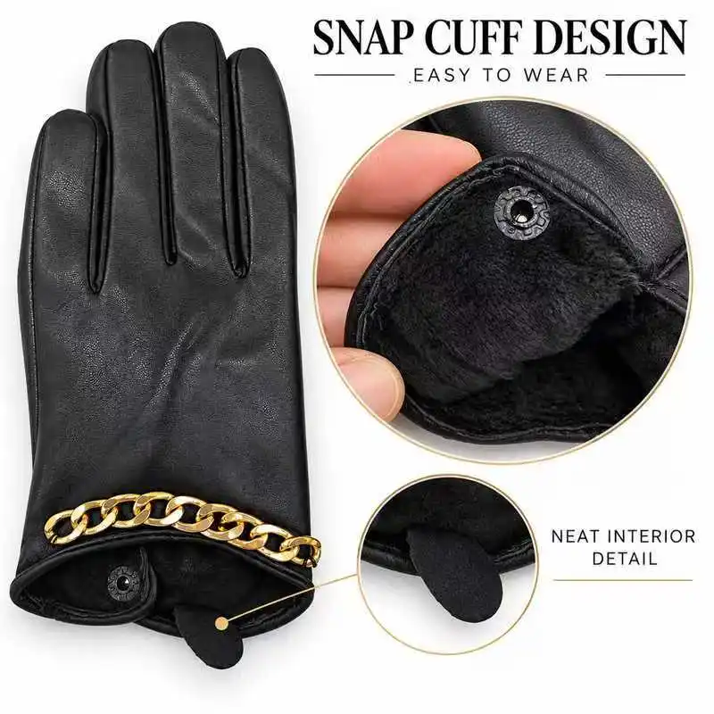 luvas-curtas-de-inverno-quentes-e-termicas-para-mulher-com-design-moderno-e-corrente-dourada-alem-de-botoes-na-palma-da-mao-ideais-para-uso-diario-ao-ar-livre