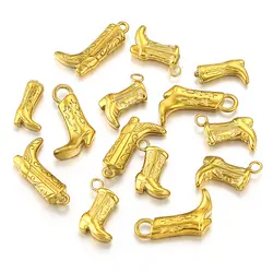 3pcs/lot Stainless Steel Gold Plated PVD Charm Long Boot Vintage Waterproof for DIY Necklace Bracelet Jewelry Making Accessories