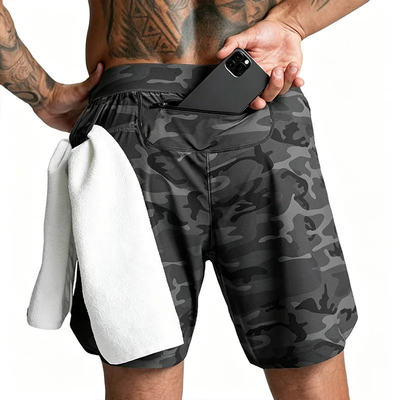 2026 Herren-Laufshorts, einlagig, gewebt, schnelltrocknend, einfarbig, für Fitness, Sport, Freizeit, Training, Sportbekleidung, kurze Hose, Neu – Detail 4
