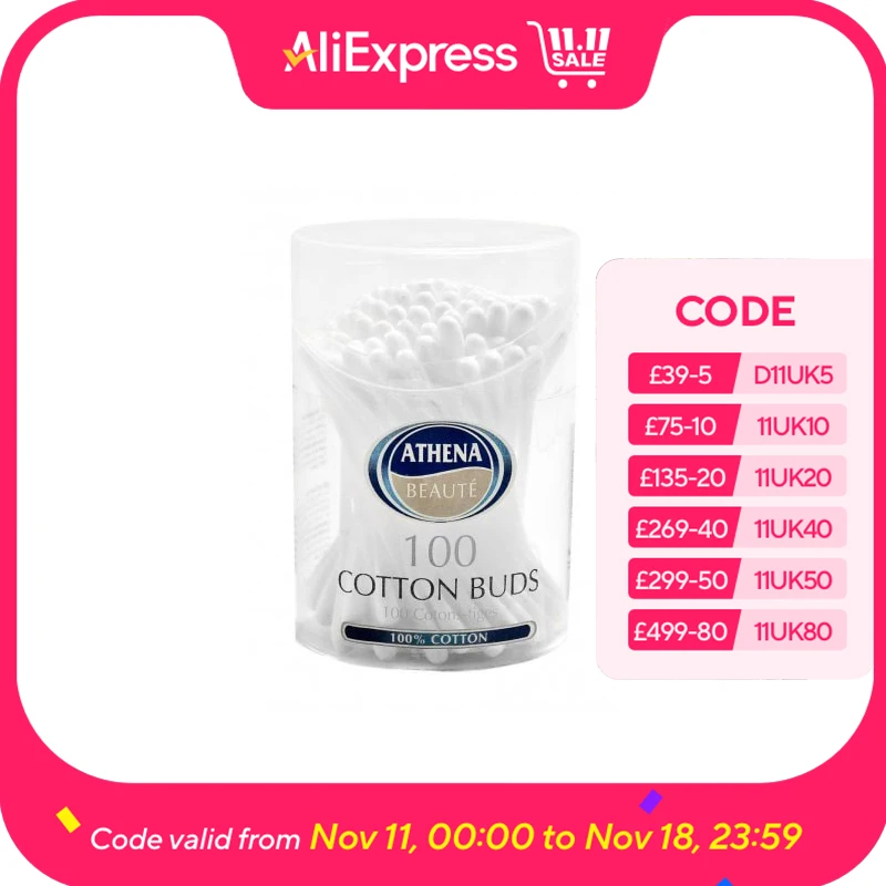 Athena Cotton Buds Paper Stem Tub 100