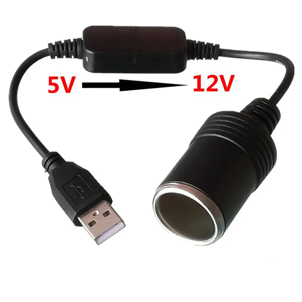 Car USB Boost Line 5V To 12V Cigarette Lighter Socket Charging Treasure Mobile Power Connection Driving Recorder Tools Amabilis