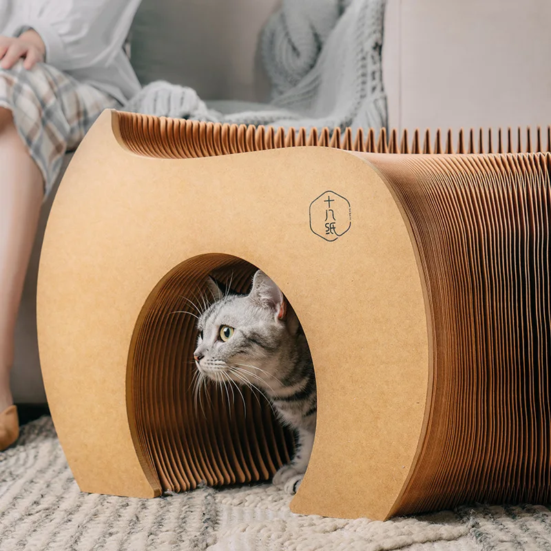 

Two-in-one Cat Toy Creative Sofa Stool Cat Tunnel Toy Kraft Paper Shoe Change Coffee Table Stool Folding Storage Ready To Use