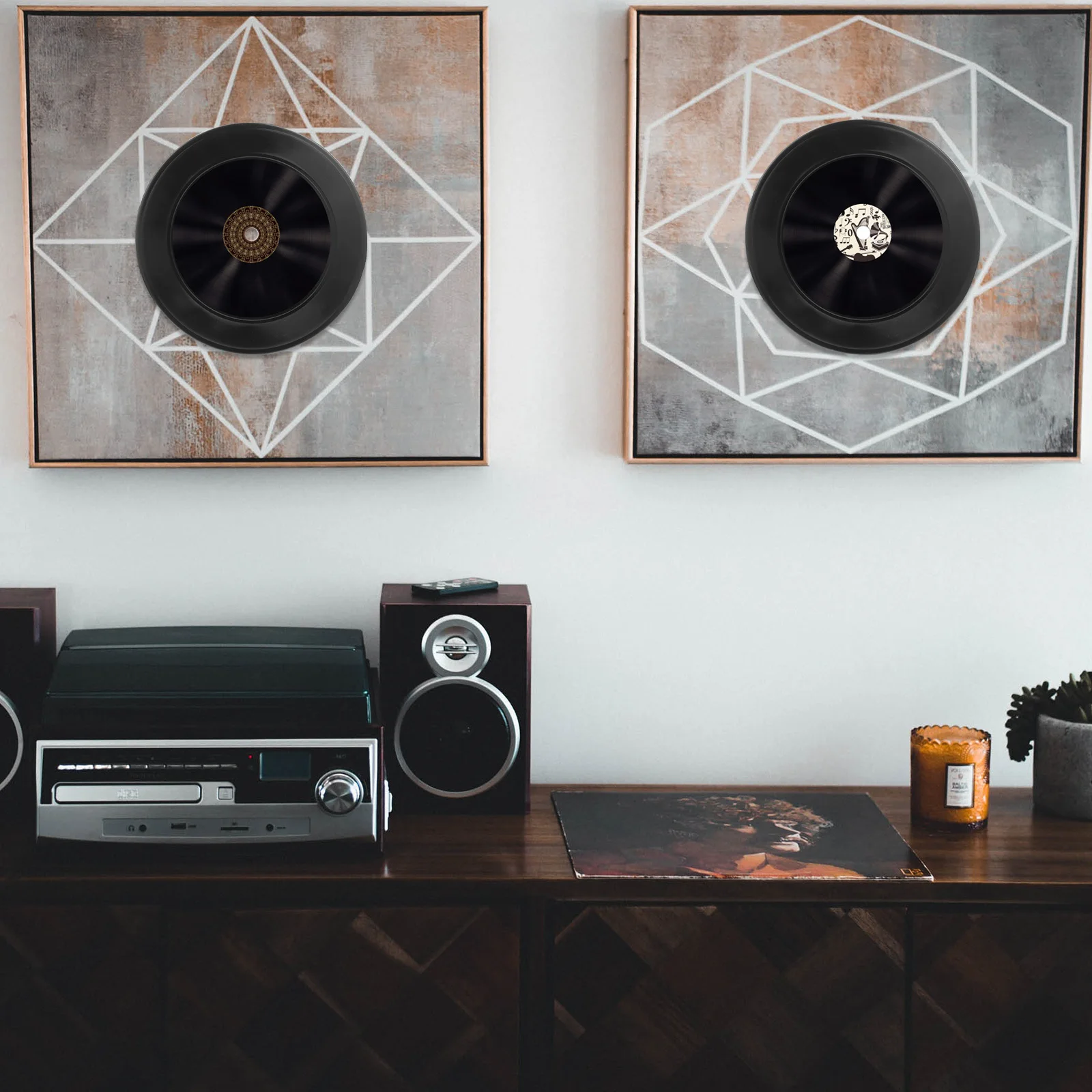 

12pcs Black Vinyl Record Decor Blank Records For Home Bar Cafe Wall Hanging Ornament Retro Style Fake Records Decoration Disco
