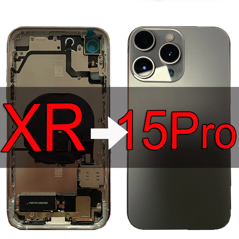 

Full Assemble Big Camera Titanium Flat Diy For iPhone xr like 15pro Housing ,for XR Change to 15 Pro 6.1in Replacement With Flex