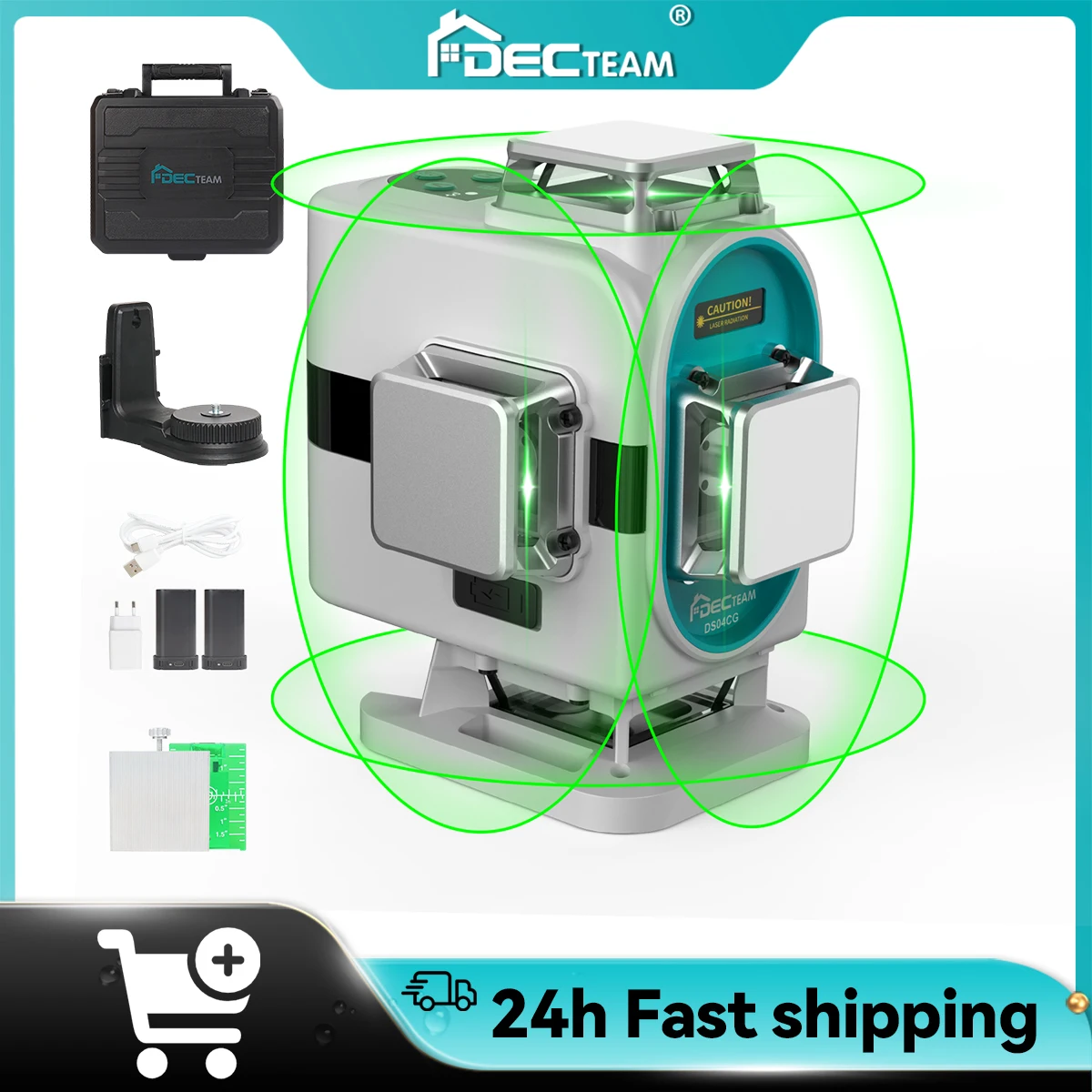 DECTEAM 4D 16-liniowa samopoziomująca poziomica laserowa 4 x 360 Krzyżowa podłoga z uchwytem magnetycznym