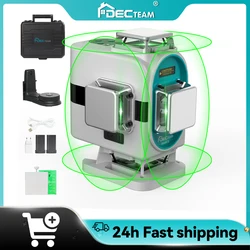 DECTEAM 4D 16-liniowa samopoziomująca poziomica laserowa 4 x 360 Krzyżowa podłoga z uchwytem magnetycznym