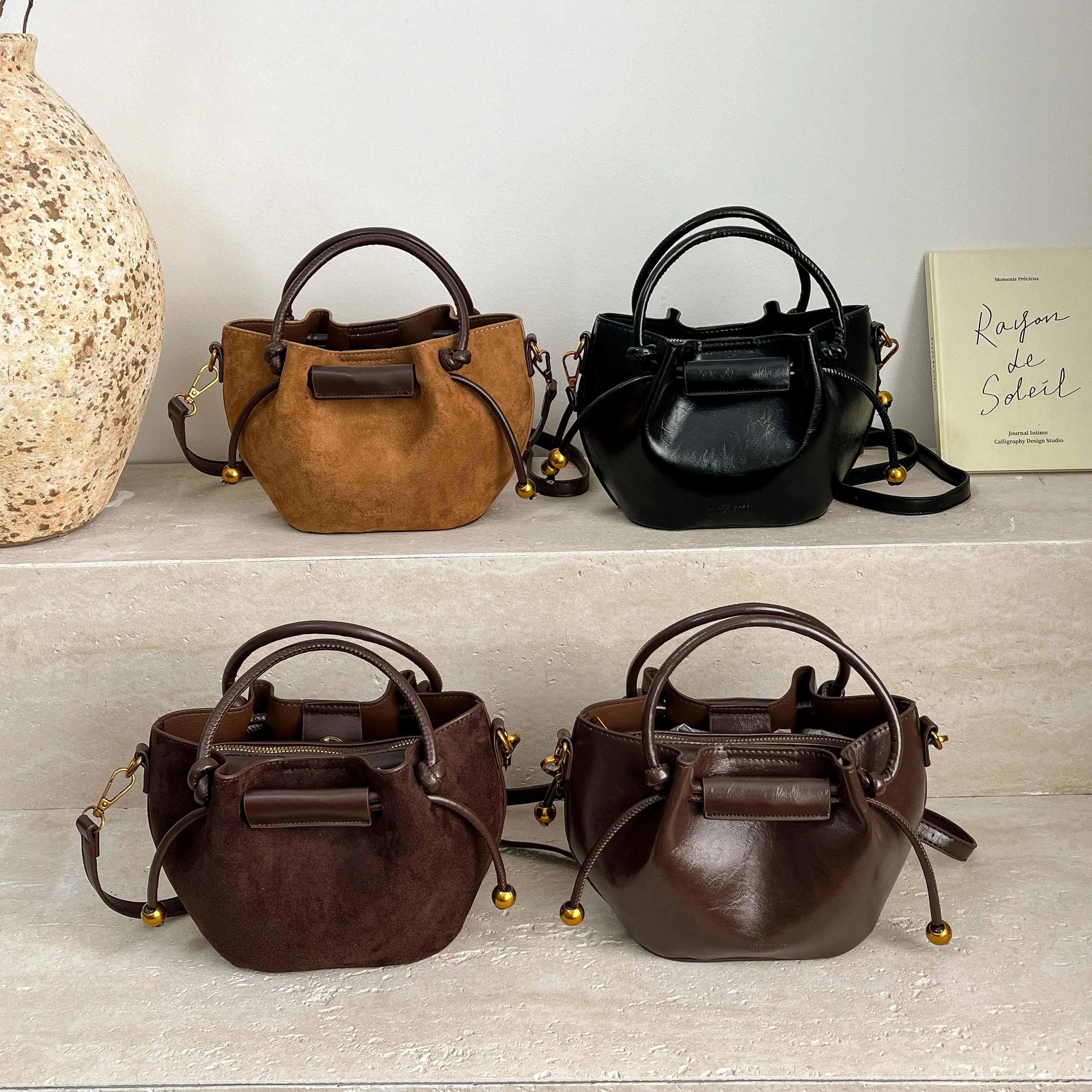 Women PU Leather Mini Shoulder Bag 2025 Winter Retro Soft Bucket Bag Luxury Designer Trend Female Crossbody Handbags - view 5