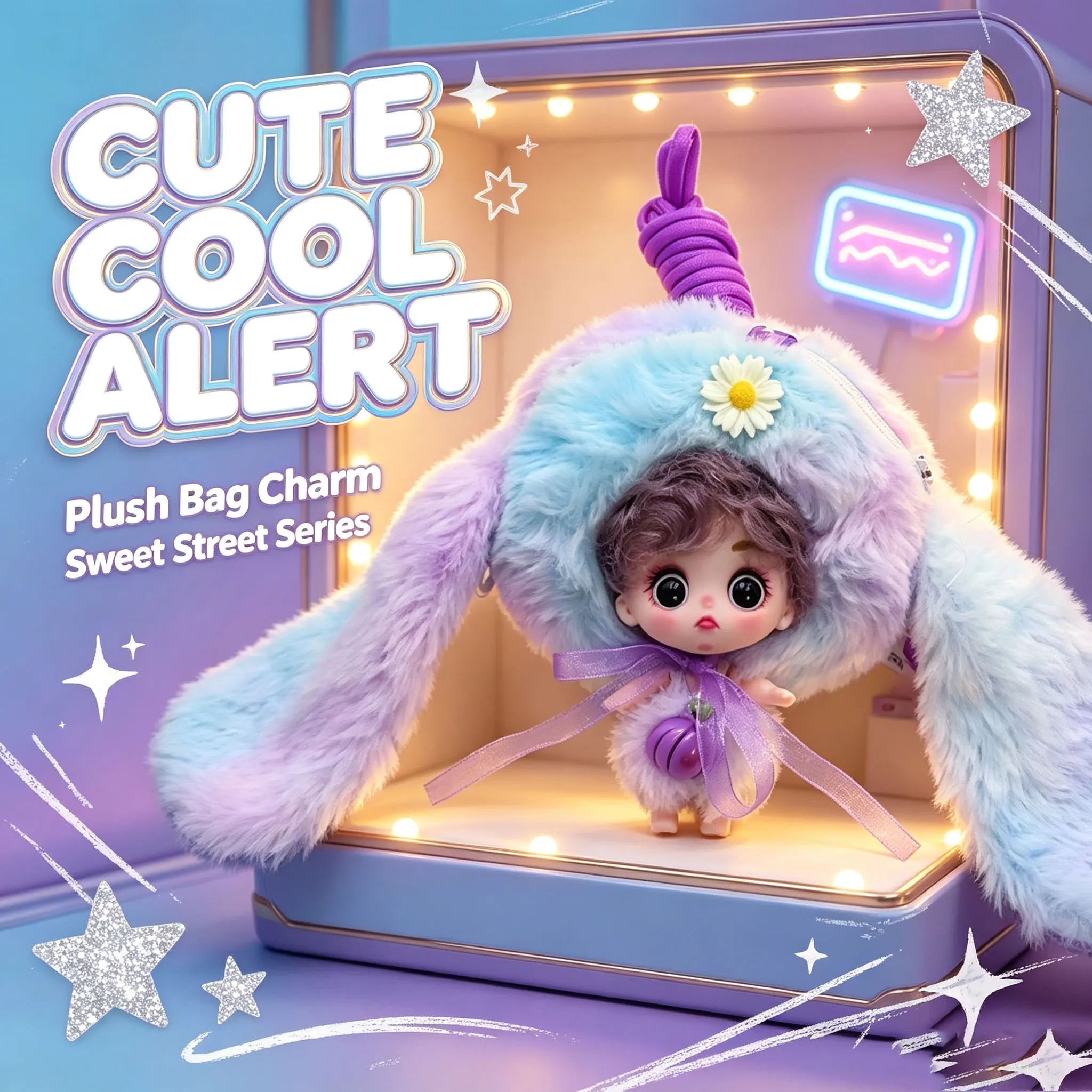 Lovely Lucky Official 2026 Trendy Fleece Collection Zero-Purse Series Theme, Popular Wallet Doll Keychain Fur Toy, Gift for Girl