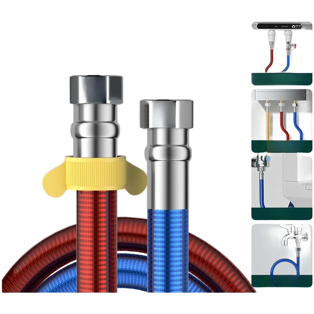 304 Stainless Steel Bellows Hose for Gas Water Heater Use Hot Cold Water Compatible 0 to 90C Temperature Range