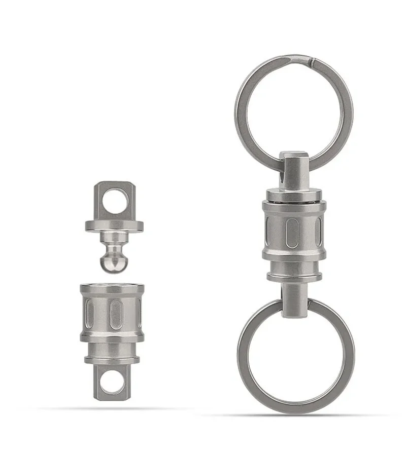 FEGVE EDC TC4 CNC Quick Release Swivel Keychain Buckle Portable Double with Keyrings