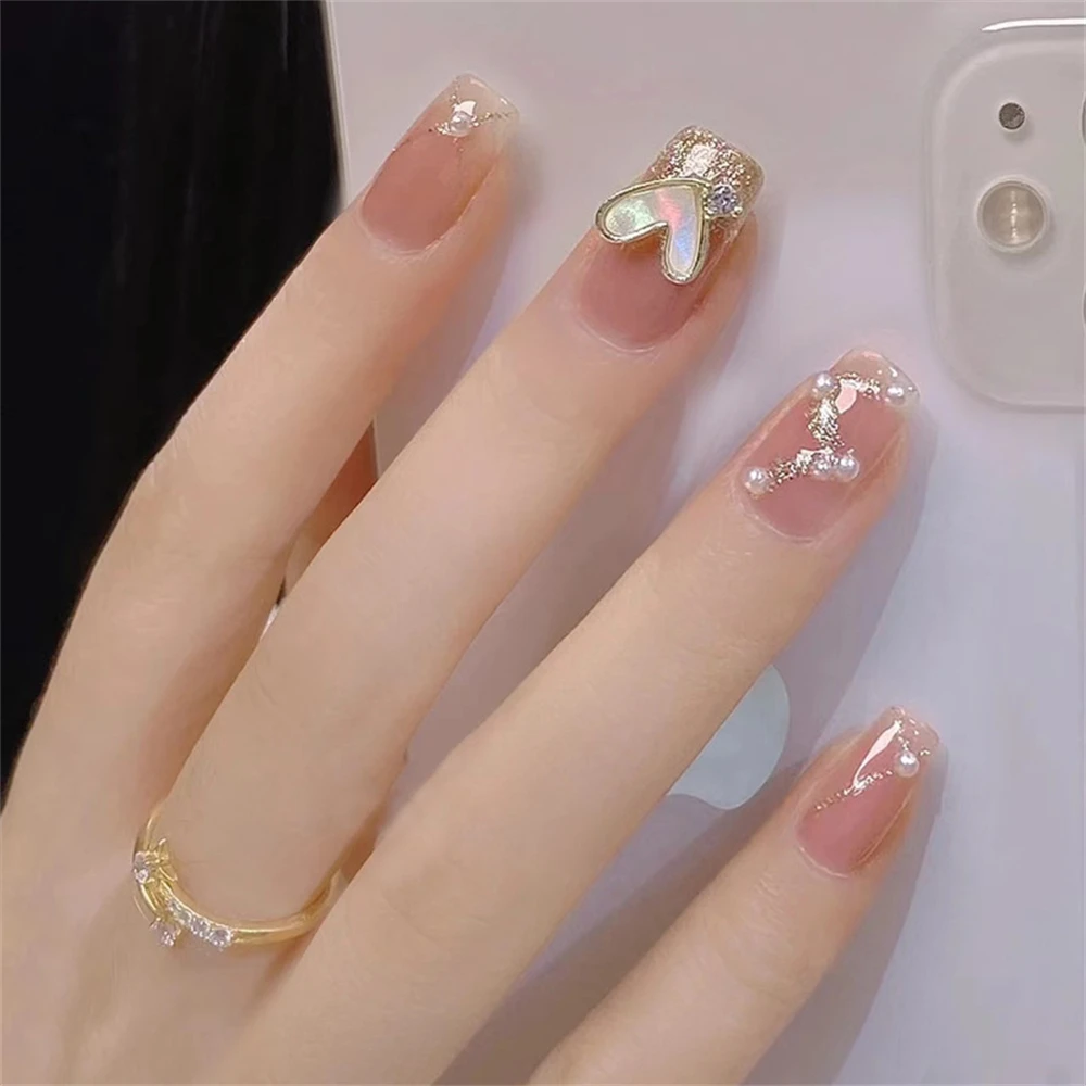 1 ~ 4SETS Glitter False Nails Wearable Pretty Nail Art With Design Nail Supplies Fake Nail Patches Detachable /box Press On Nails