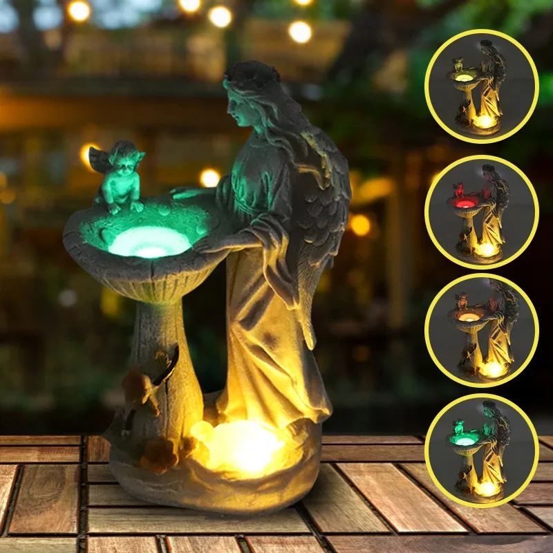 

Resin Angel Ornaments with Solar Lights Outdoor Garden Yard Patio Decorative Statues Ornaments Sculpture Garden Accessories