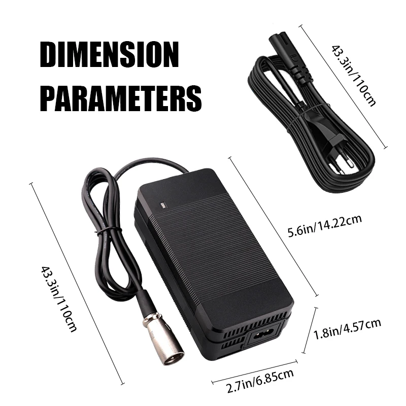 42V 5A Lithium Battery Charger For 10Series 36V Li-ion Batter Pack Fast Charging With Cooling Fan 3Pin-XLR Connectors