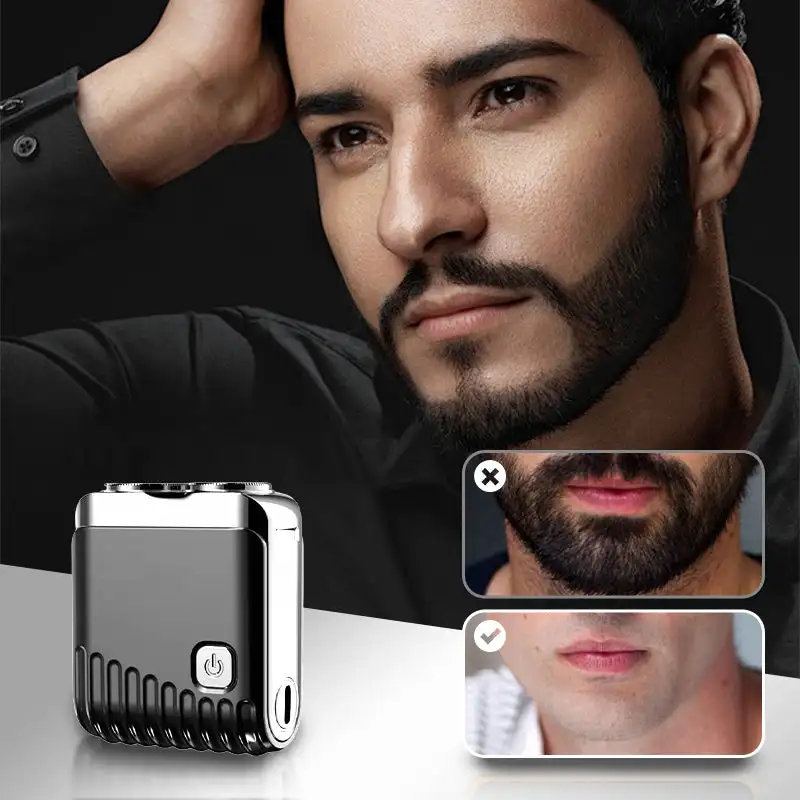 Men's Mini Electric Razor Double Blade Head Portable Travel Shaving Type-c Rechargeable Pocket Shaver Powerful Men's Gift Shaver