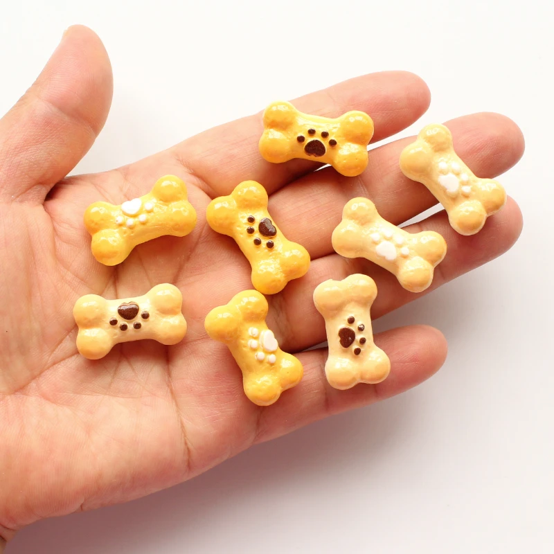 8pcs Cute Dog Paw Bone Cookies Mini Biscuit Resin Food Flatback Scrapbooking DIY Phone Hairpin Shoes Cap Embellishment Wholesale