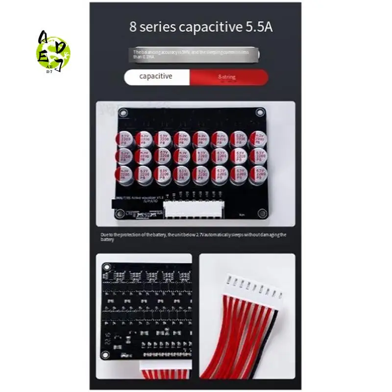 

AED7-5.5A Current Active Balancer 10S Equalizer Lithium Lifepo4 LTO Lithium Battery Active Equalizer Balance Board Easy To U
