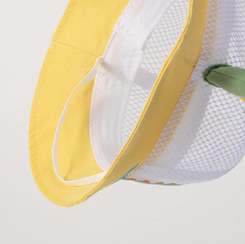 Summer Kids Bucket Hat Cute Dinosaur Cartoon Sun Hat for Boys Girls Wide Brim Outdoor Beach Hat With Adjustable Chin Strap