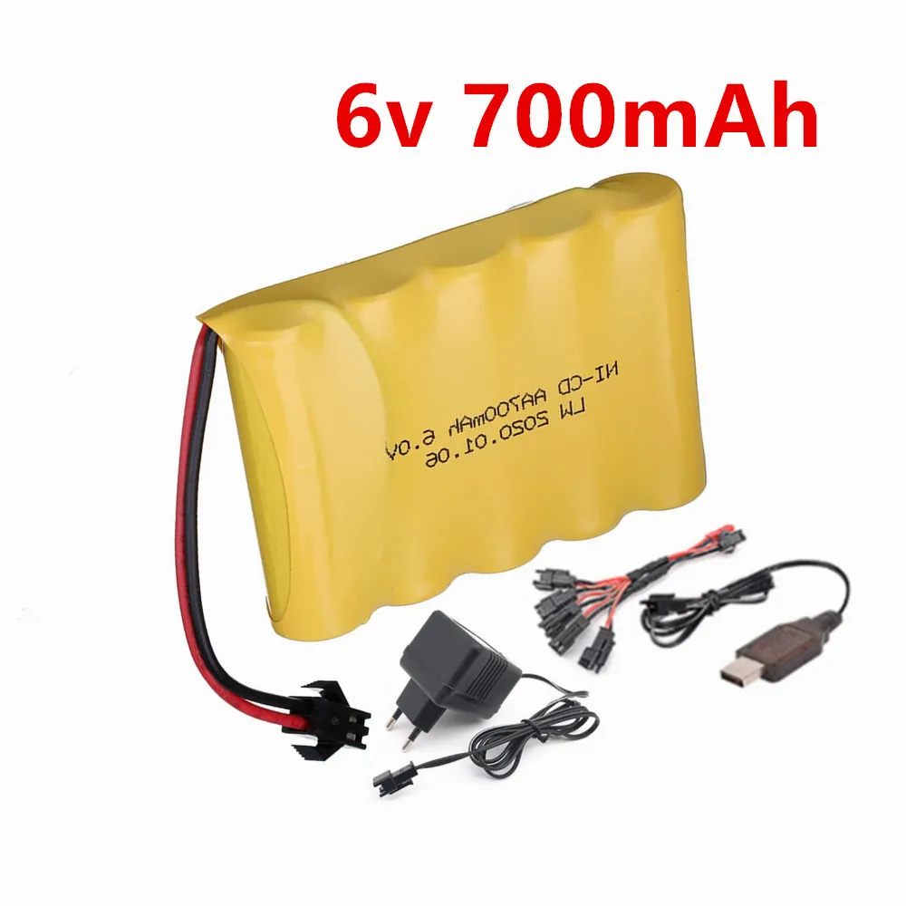 High Quality New Rechargeable 5XAA Battery Pack Remote Control Toy Car Battery 6V 700mAh Ni-CD Battery and charger SM-2P