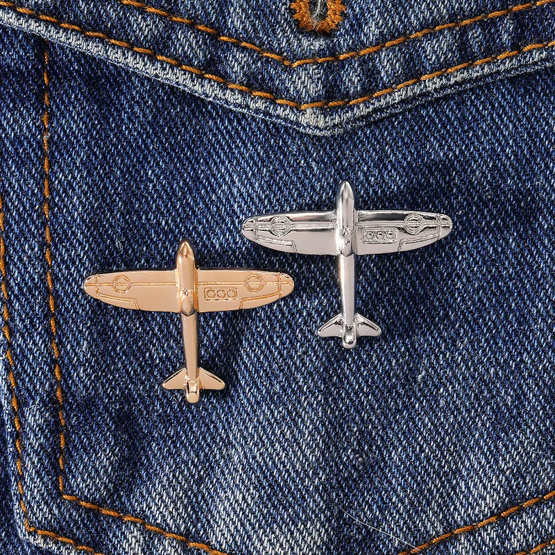 Simple Mini Airplane Brooch Pricked Horse Pin Badge Suit Shirt Accessory