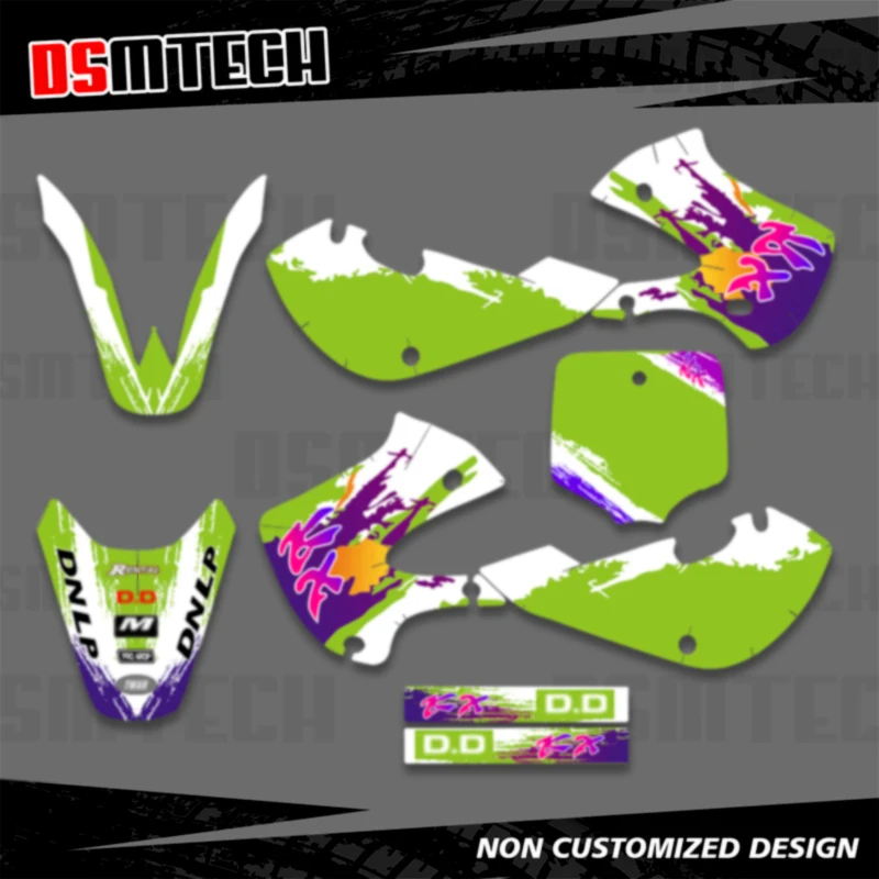 DSMTECH GRAPHICS & BACKGROUNDS DECAL STICKERS Kits For KAWASAKI  2000 2003 2004 2005 2006 2007 2008 2009-21 KX65  Pit Dirt bike