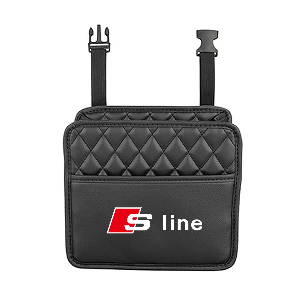 Car Backseat Storage Bag Phone Pocket Auto Back Seat Organizer Hanging Storage Pouch for AUDI SLINE Emblem Badge LOGO Accessorie